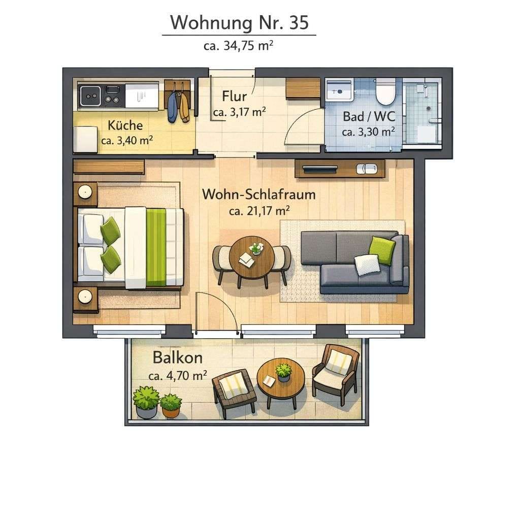 Immobilie in Hanau - entrale 1,5 - Zimmer - Etagenwohnung mit Balkon & Aufzug - Citylage Hanau - Bild 1
