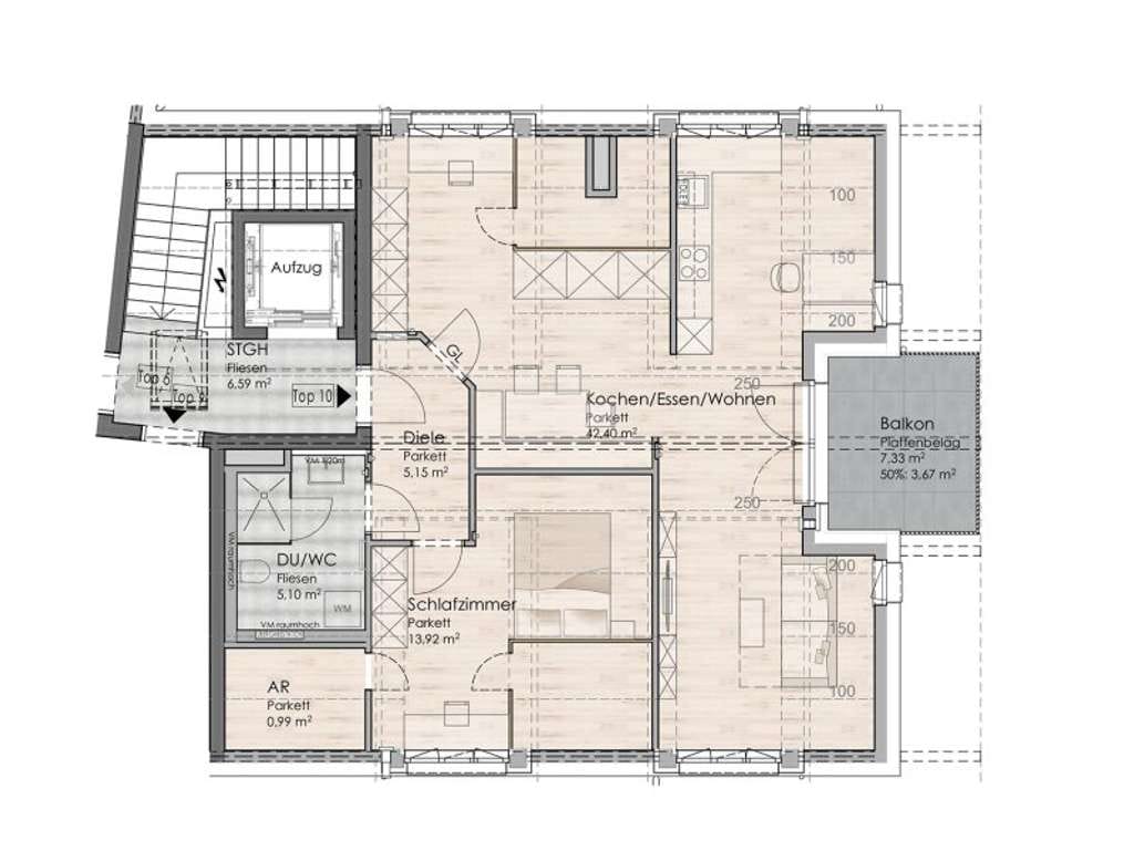 Immobilie in Saaldorf-Surheim - Voggenberg 2: 2-Zimmer-Dachgeschosswohnung Top 10 - Bild 1