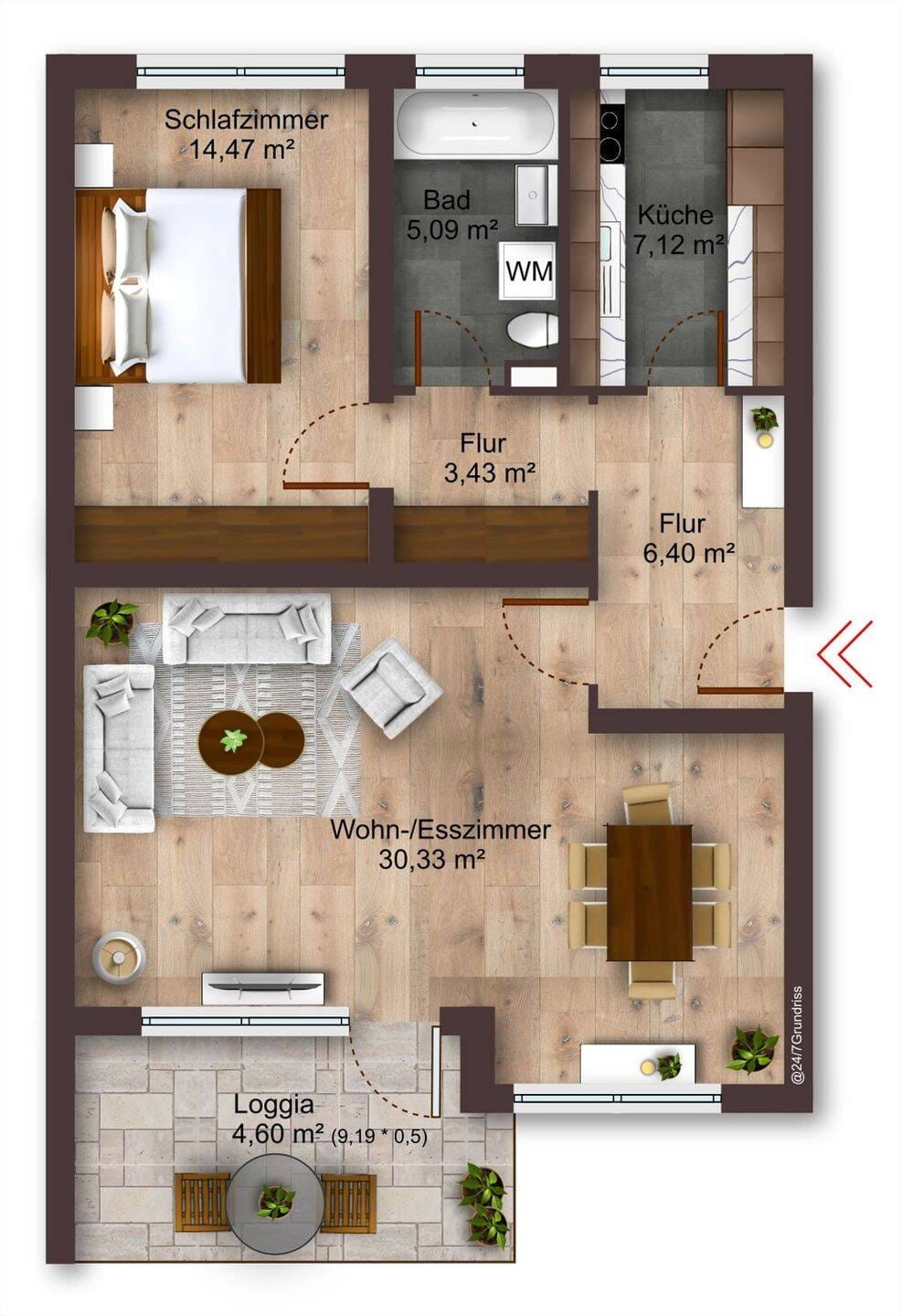 Immobilie in Hildesheim - Wohnen am Waldrand: 2,5-Zimmer-Wohnung mit Loggia und Garage - Bild 0