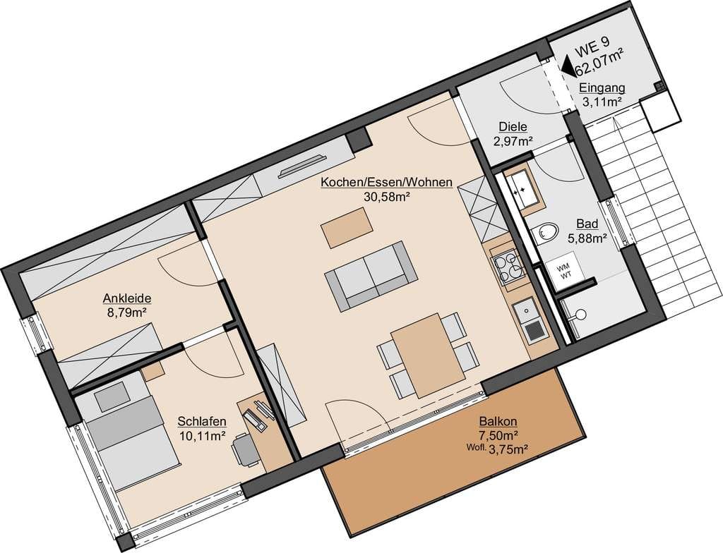 Immobilie in Laufach - Neubau! 3-Zimmerwohnung mit Balkon u. PV-Anlage - Bild 4