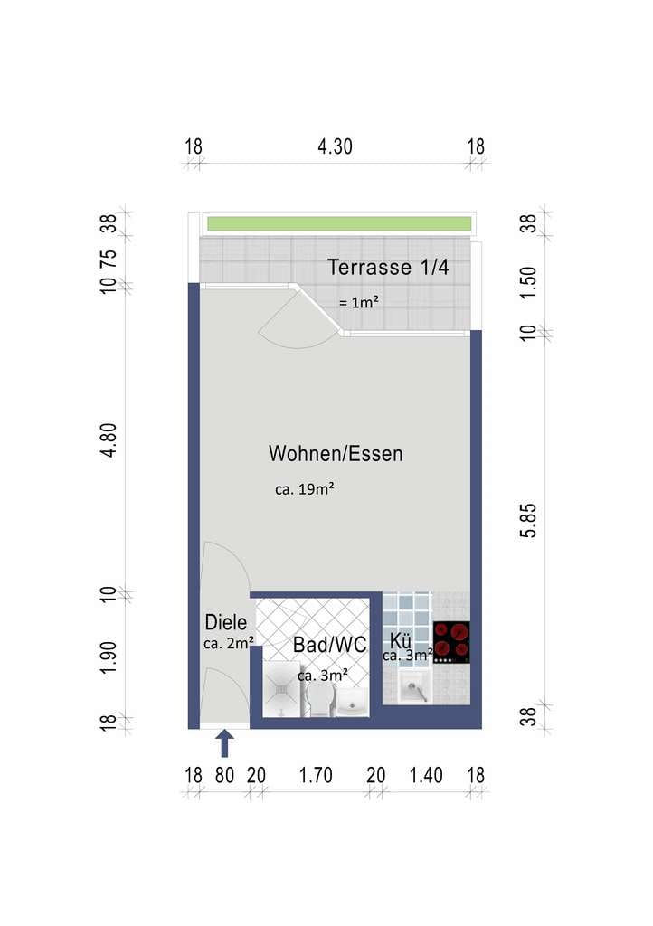 Immobilie in Moers - Renovierungsbedürftiges Apartment in Moers-Mitte zu kaufen! - Bild 2