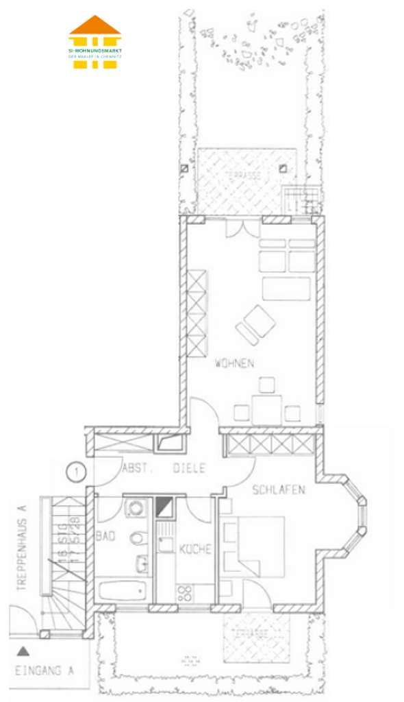 Immobilie in Frankenberg/Sachsen - Ideal zur Eigennutzung: renovierte 2-Raum-Wohnung mit zwei Terrassen im Grünen! - Bild 2