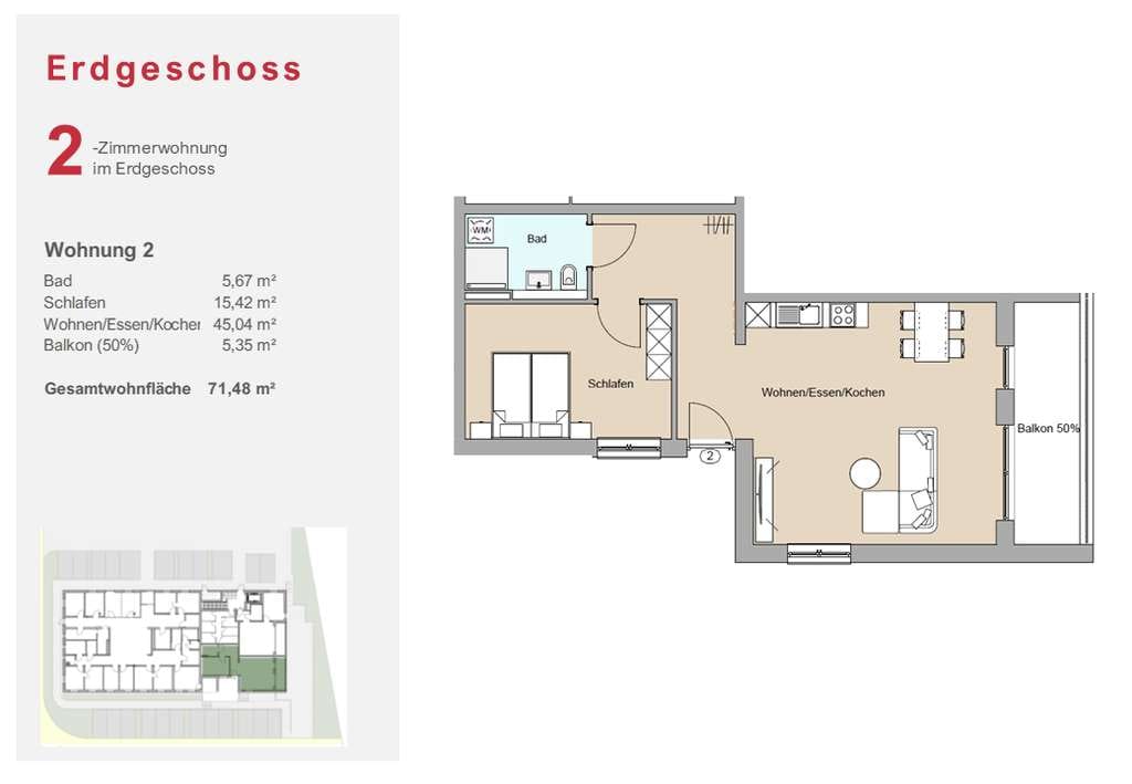 Immobilie in Frankenhardt - Großzügige 2-Zimmerwohnung mit großem Balkon - Bild 2