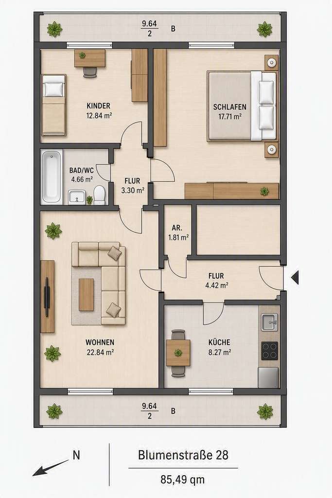 Immobilie in Haar - Helle 3-Zimmer-Wohnung in Haar - Provisionsfrei - - Bild 1