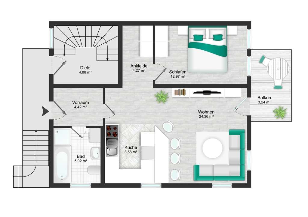 Immobilie in Börnichen - * * *Großzügige 2-Raum-Wohnung mit Balkon und Stellplatz im idyllischen BÖRNICHEN* * * - Bild 2