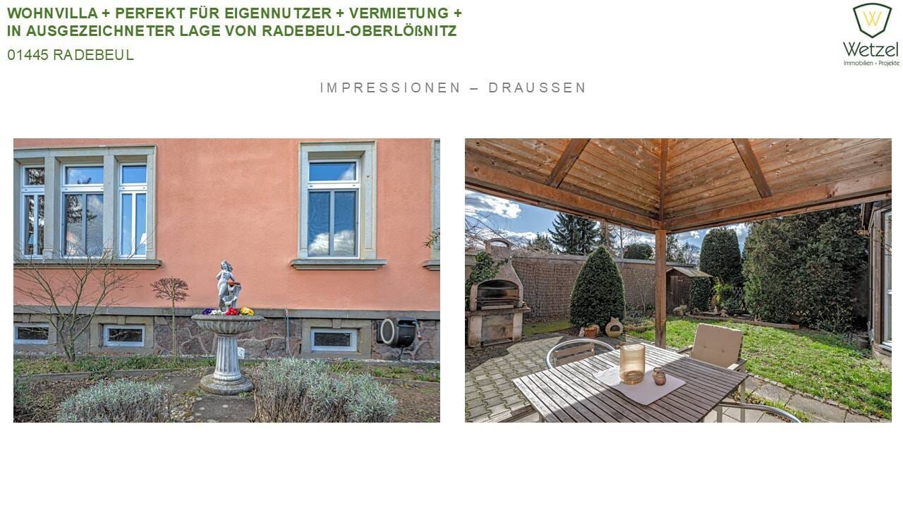 Immobilie in Radebeul - Begehrte Wohnlage in Radebeul-Ost (Oberlößnitz) + perfekt für Eigennutzer und für die Vermietung + schöner Garten + gewachsenes Wohnumfeld + + + - Bild 3