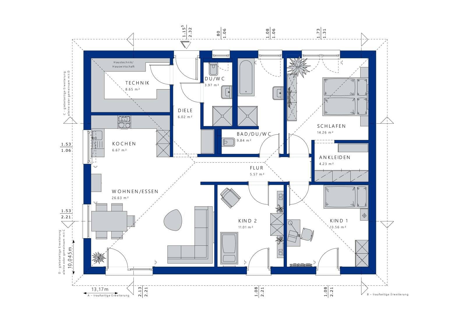 Immobilie in Altheim - Modernes Wohnen auf einer Ebene - Bungalow Ambience 110 in ruhiger Lage von Altheim - Bild 1