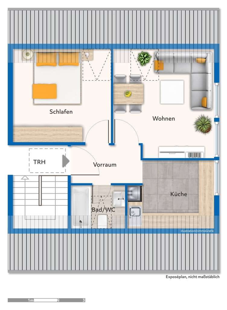 Immobilie in Esslingen am Neckar - Wohnen unterm Dach – charmante 2-Zimmer-Wohnung mit Gartenmitbenutzung - Bild 5