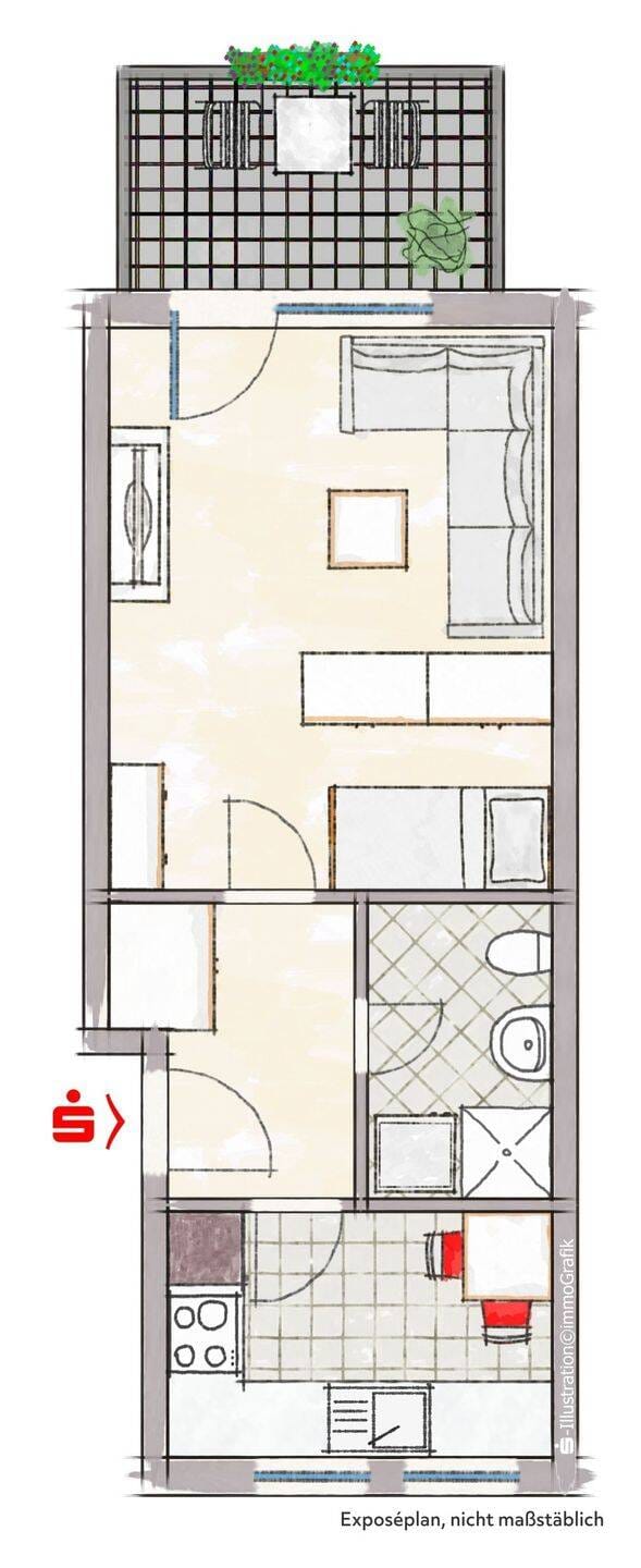 Immobilie in Stadtlohn - 1-Zimmer-App. mit Balkon in zentraler Wohnlage von Stadtlohn - Bild 2