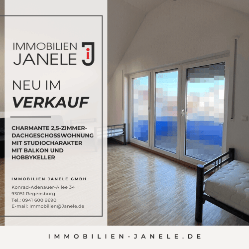 Immobilie in Regenstauf - Charmante 2,5-Zimmer-Eigentumswohnung mit Studiocharakter, Balkon und Hobbykeller - Bild 0