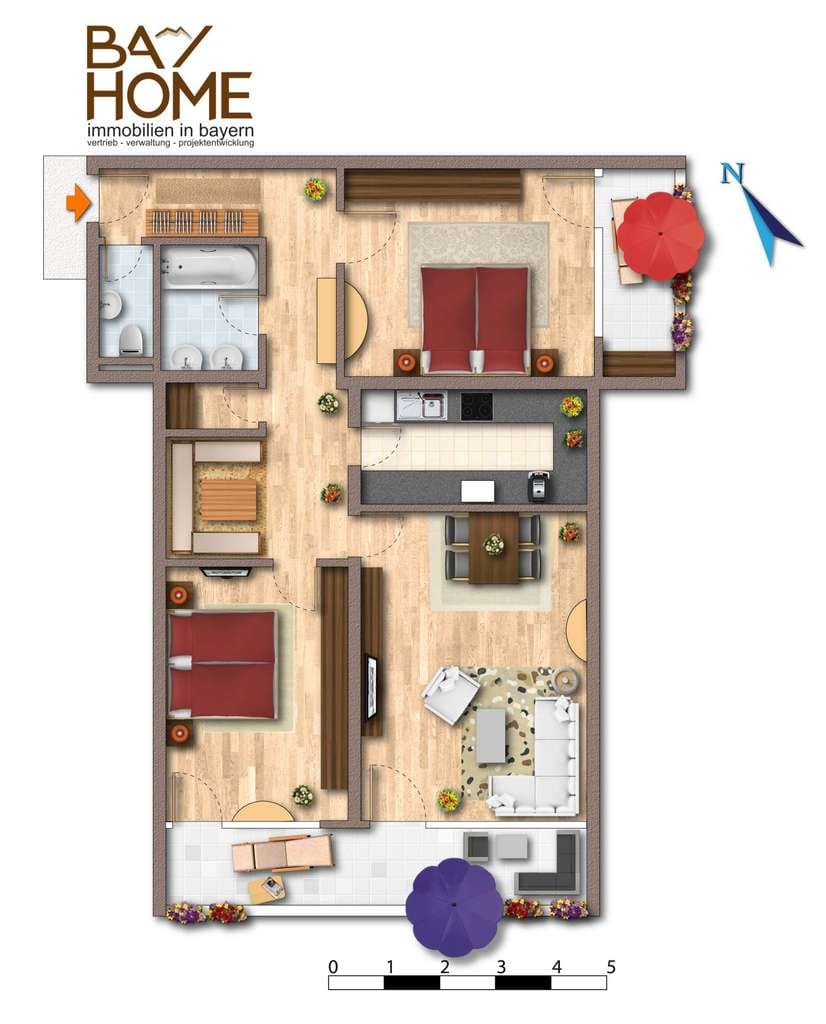 Immobilie in Unterföhring - Über den Dächern von Unterföhring - Lichtdurchflutete 3-Zimmer-Wohnung mit Fern- und Bergblick - Bild 4