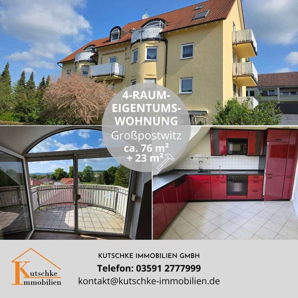 Immobilie in Großpostwitz/O.L. - Budestecy - Traumhaft / ruhige 4-Zimmer-Wohnung mit 2 Balkonen + Garage+ 23m² ausbaubarer Spitzboden - Bild 0