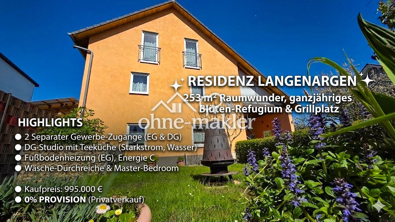 Immobilie in Langenargen - Traumhafte 253 m² Wohnen/Arbeiten, Blütengarten und viel Platz mit Ausbaupotential. Privatverkauf - Bild 0
