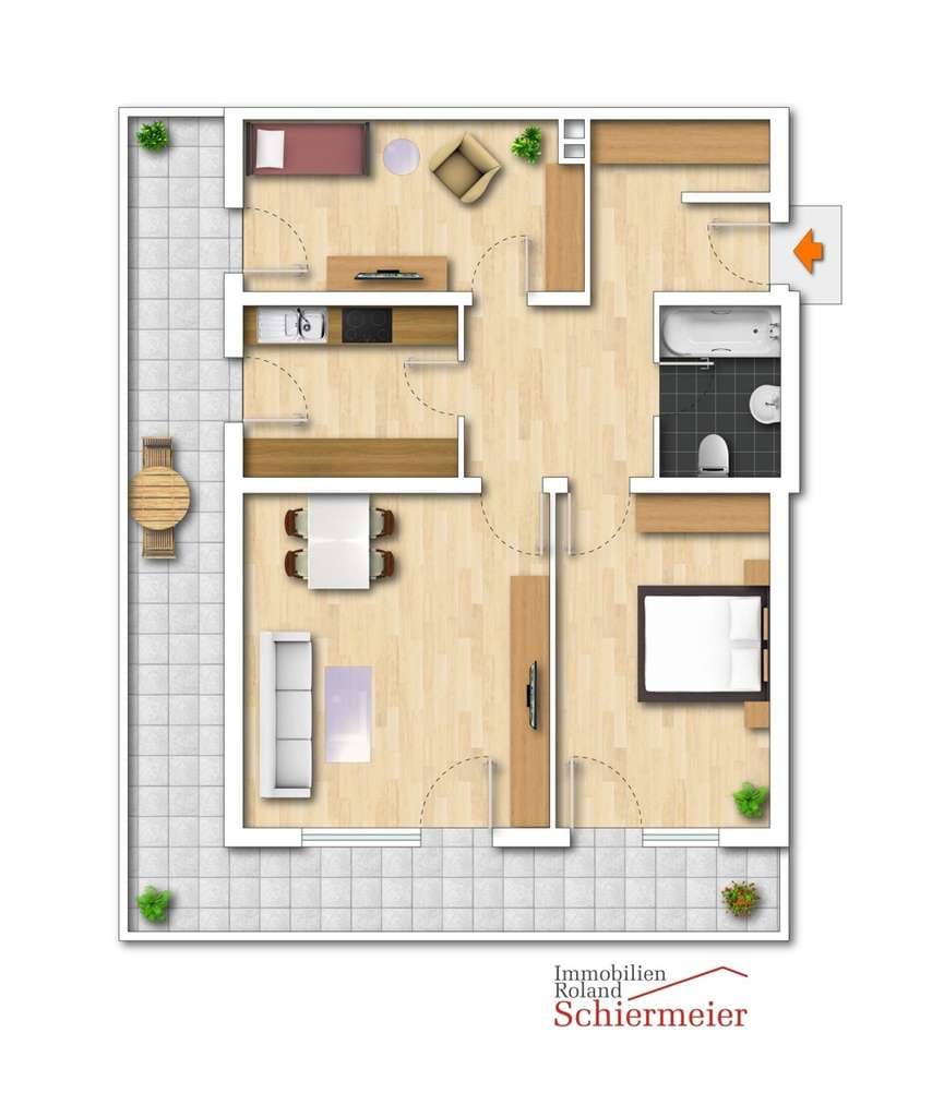 Immobilie in Gilching - Gut geschnittene Terrassenwohnung in ruhiger Wohnstraße incl. TG-Stellplatz - Bild 1