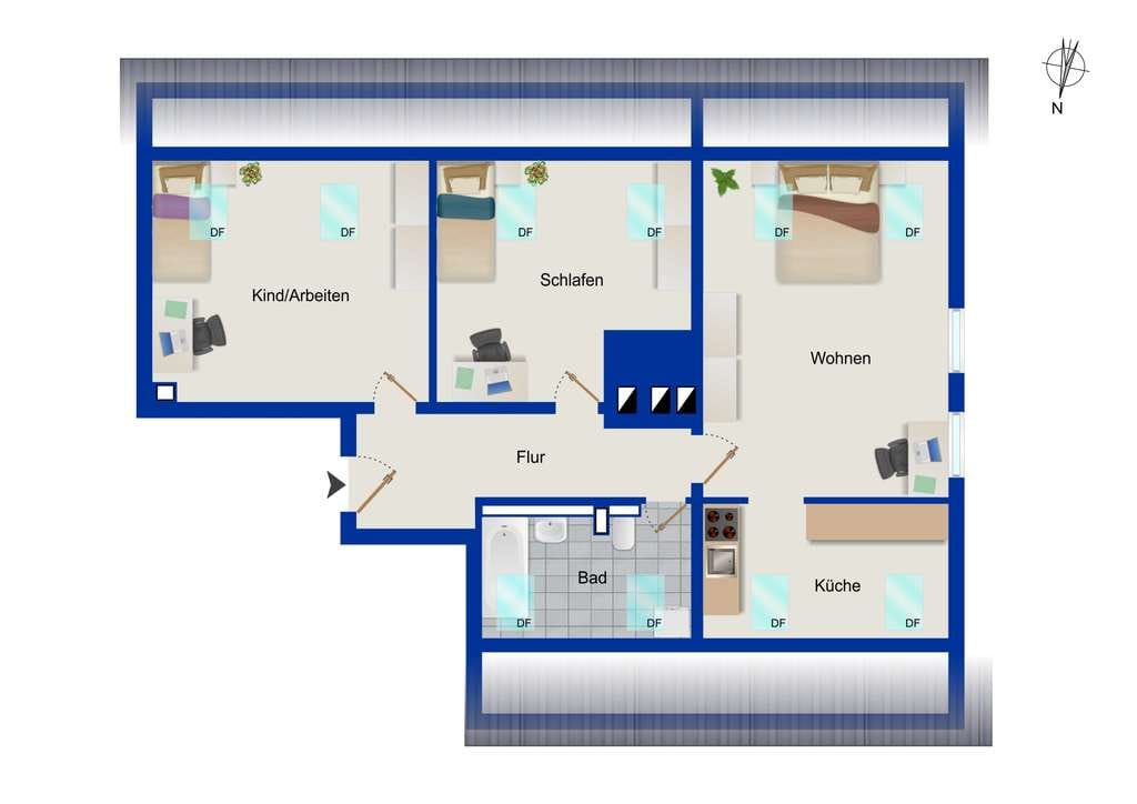 Immobilie in Uhlstädt-Kirchhasel - Wunderschöne 3-Zimmer-Dachgeschosswohnung in Uhlstädt-Kirchhasel - Bild 3