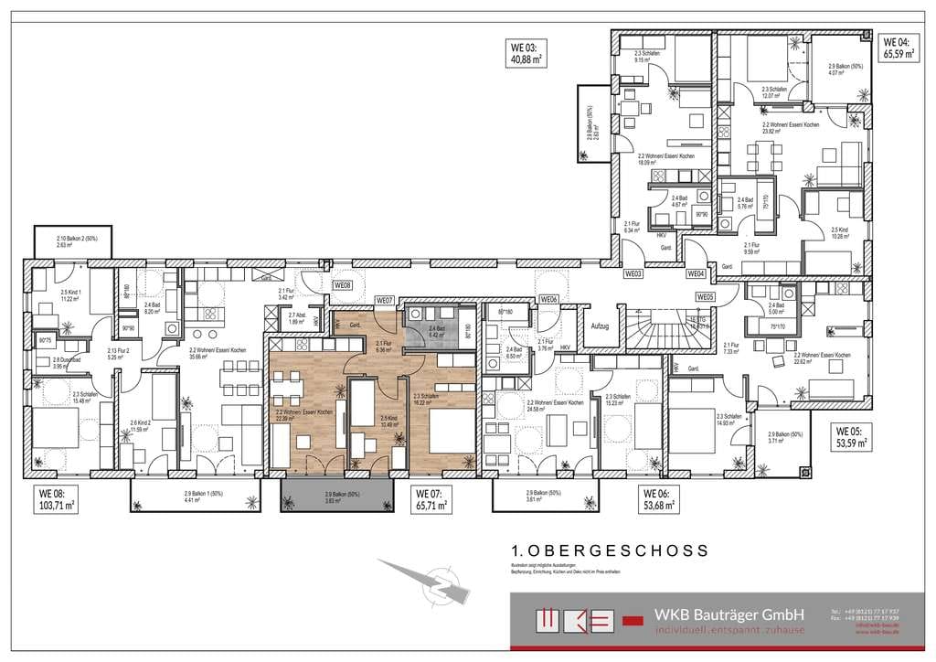 Immobilie in Ottobrunn - Kapitalanleger: Obergeschosswohnung Nr. 7 / 3-Zimmer, mit großem Westbalkon - Bild 1