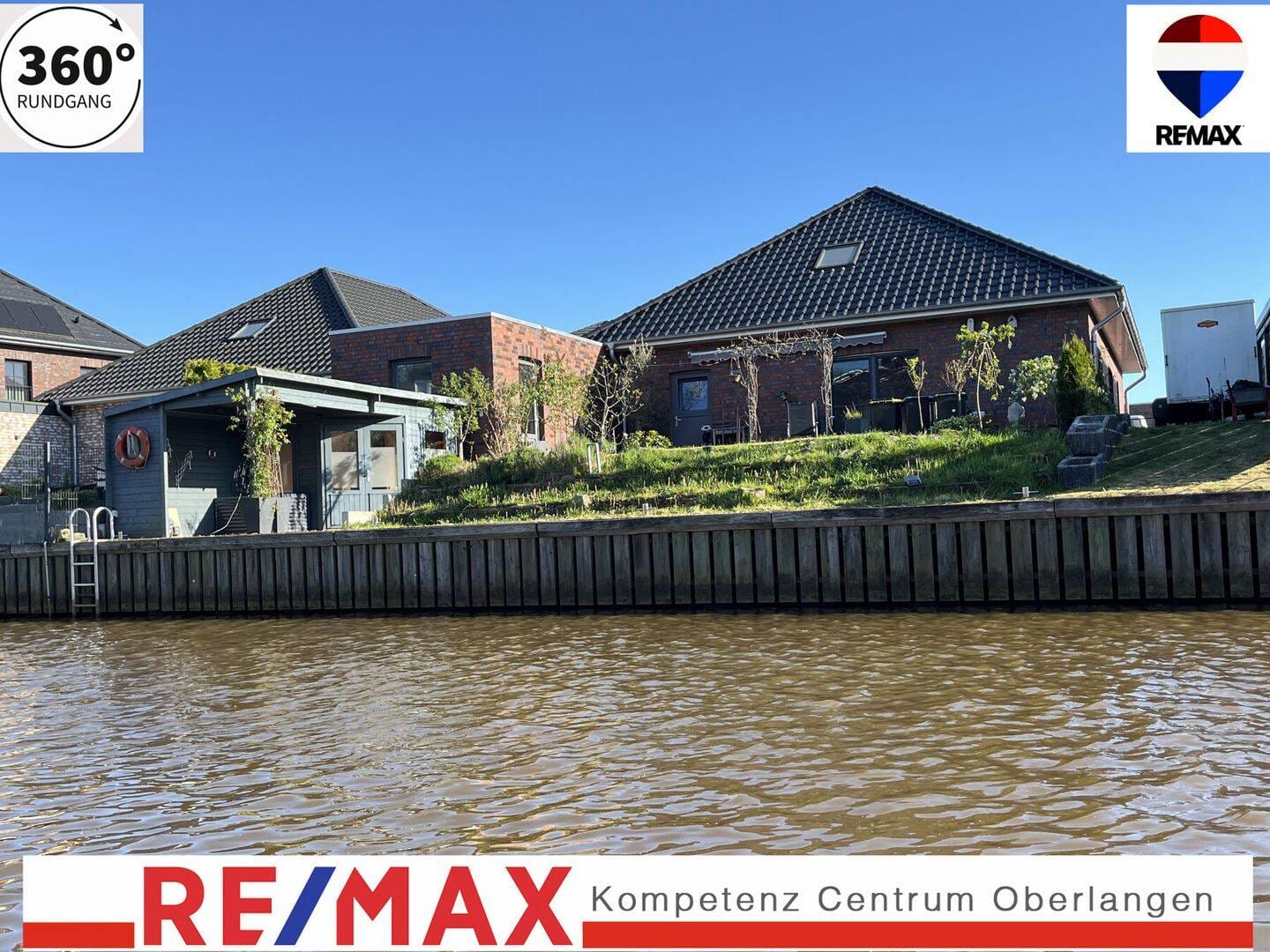 Immobilie in Rhede (Ems) - Moderner  neuer  180m² Bungalow am Wasser mit eigenem Bootsanleger und Nähe zum Spieksee - Bild 0