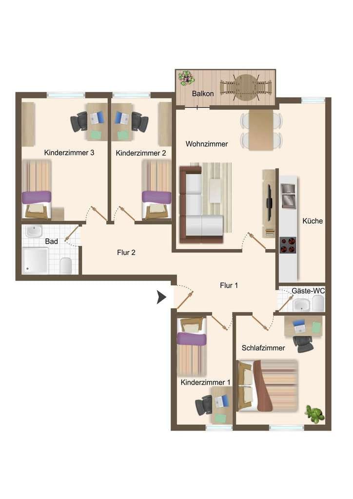 Immobilie in Belm - 101m² Großzügige  5-Zimmerwohnung mit Garage und Balkon - Bild 3