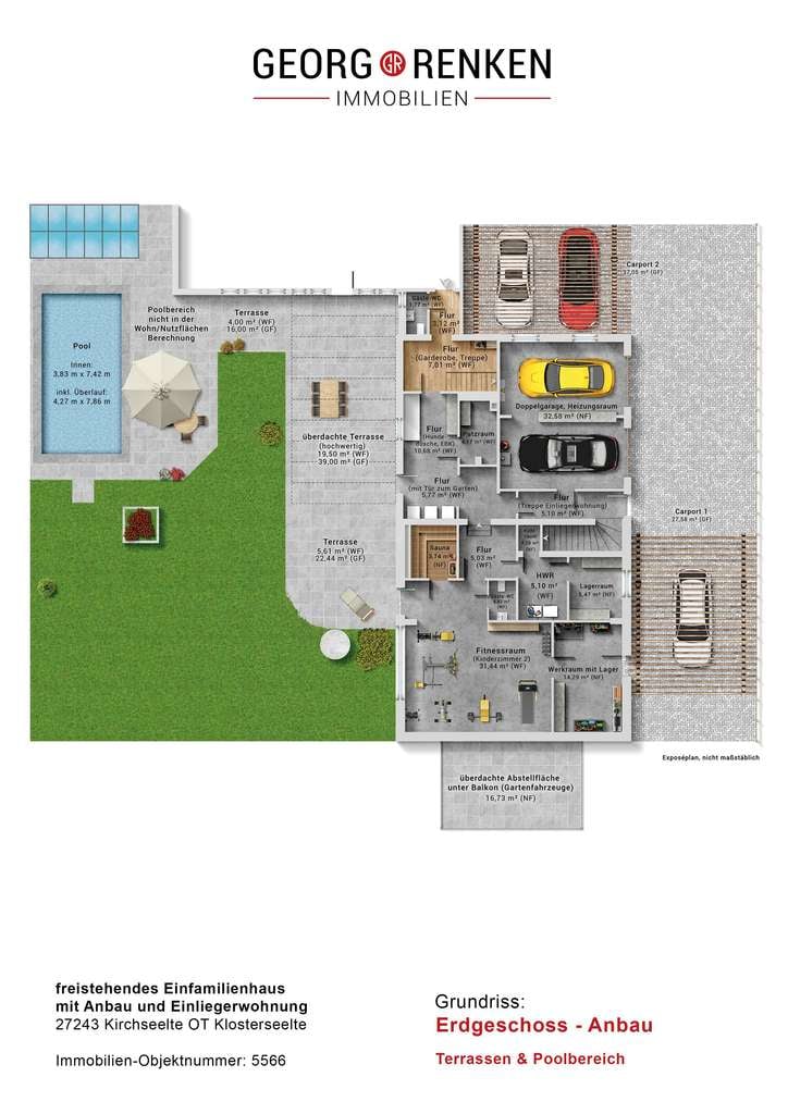 Immobilie in Kirchseelte - Kirchseelte-Klosterseelte | Großzügiges Fachwerkanwesen mit Einliegerwohnung, Pool und Weidefläche - Bild 2