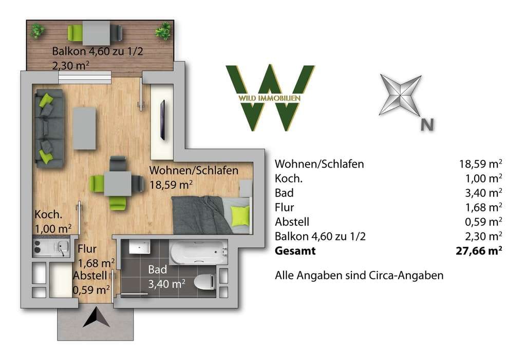 Immobilie in München - ERBPACHT!  1-ZIMMER-WOHNUNG MIT BALKON -  SOFORT BEZIEHBAR - Bild 1