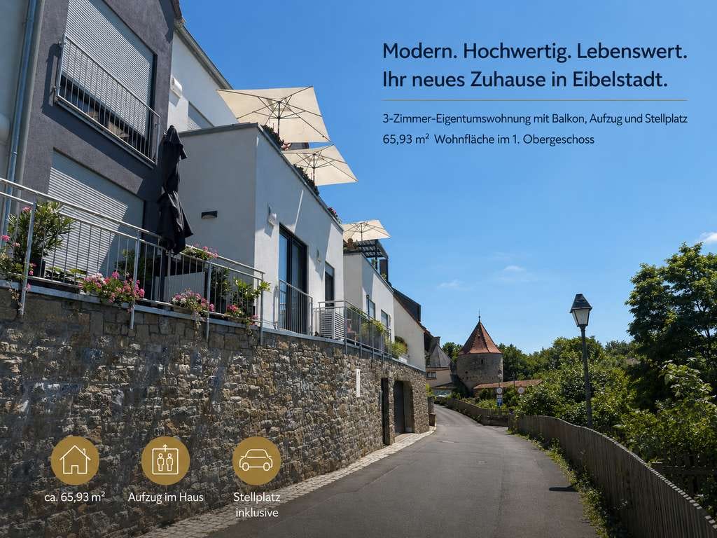 Immobilie in Eibelstadt - Moderne 3-Zimmer-Eigentumswohnung mit Balkon, Aufzug und Stellplatz im Herzen von Eibelstadt - Bild 0