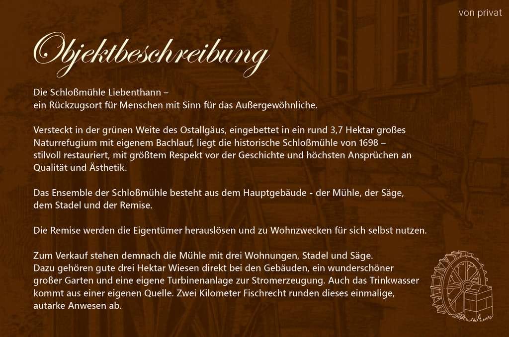 Immobilie in Obergünzburg - Bauernhaus Schlossmühle Liebenthann- Fordern Sie jetzt unser Exposé an! - Bild 2