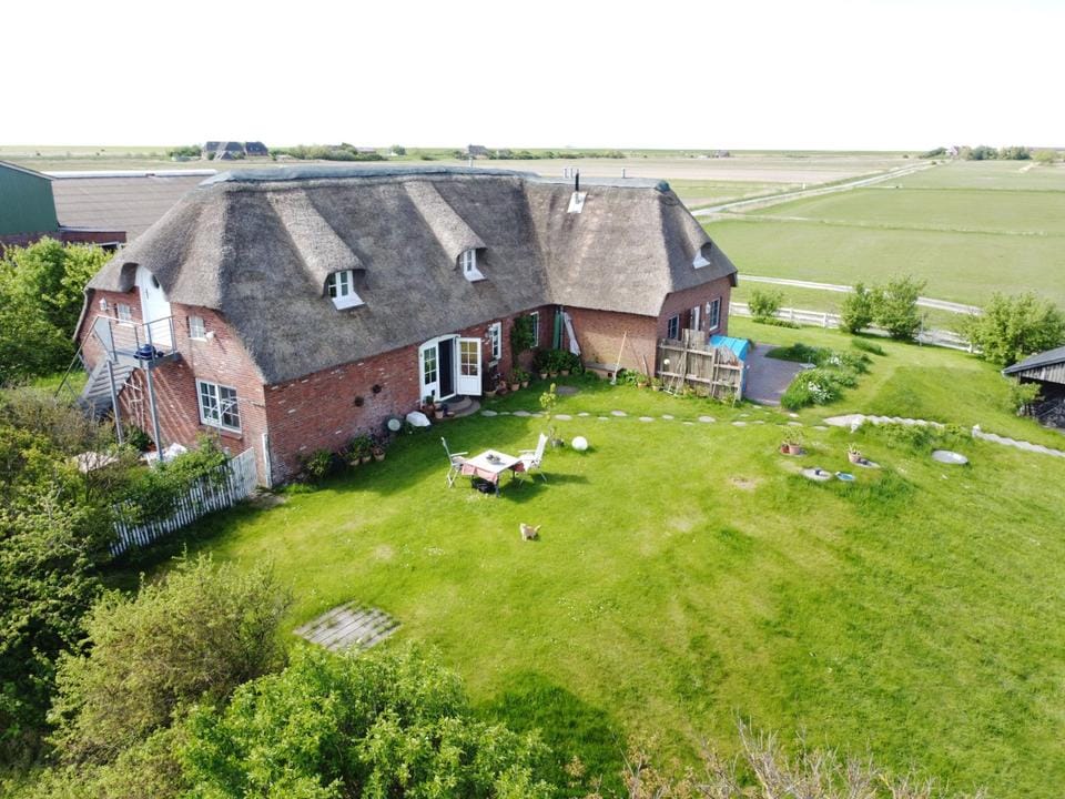 Immobilie in Pellworm - Nordseeidylle unter Reet - Zweifamilienhaus auf einer Warft mit Panoramablick - Bild 0
