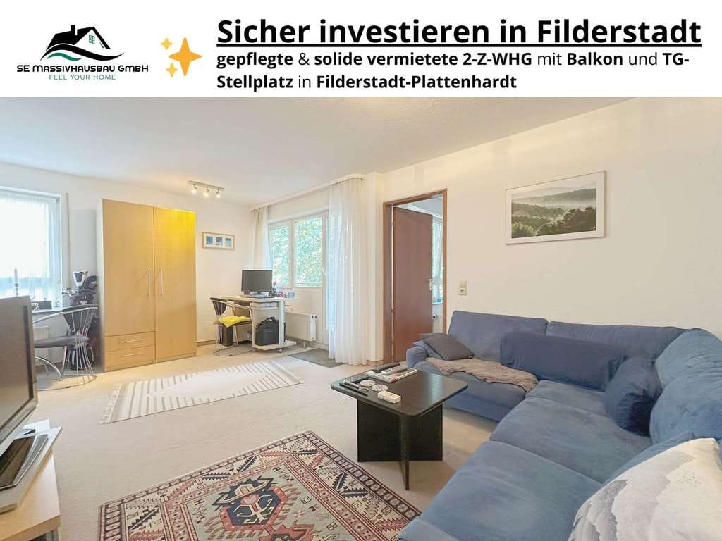Immobilie in Filderstadt - Sicher investieren in Filderstadt – vermietete 2-Zimmer-Wohnung mit Balkon und TG-Stellplatz - Bild 0