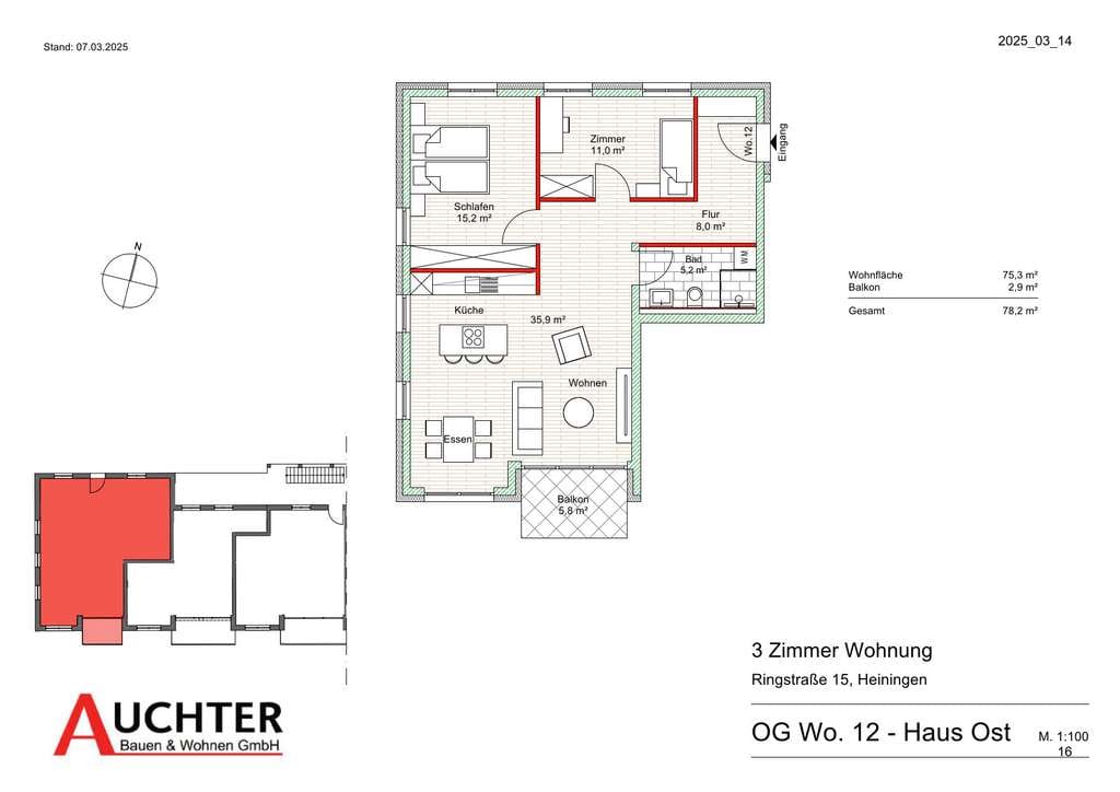 Immobilie in Heiningen - Zentrumsnahes Wohnen in Heiningen!  3 Zi-Wo im OG mit Balkon (HO-Wo 12) - Bild 2