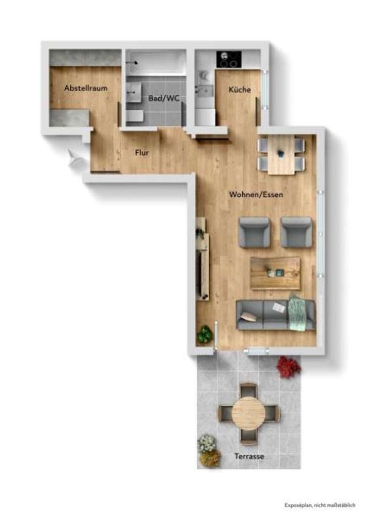 Immobilie in Waiblingen - 40 m² clever genutzt – mit Terrasse, Blick ins Grüne und separater Küche - Bild 2
