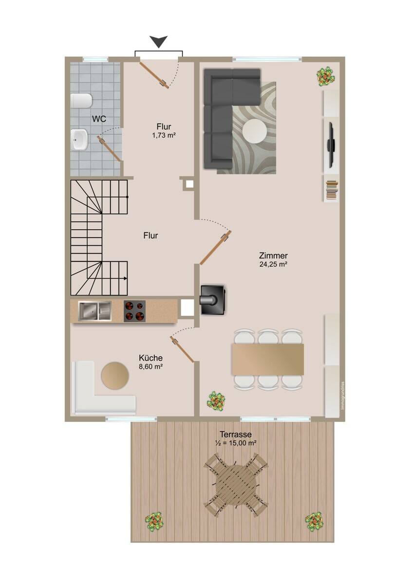 Immobilie in Ebersberg - Familienfreundliches Reihenmittelhaus mit Südterrasse  und Garten mit Potential - Bild 2