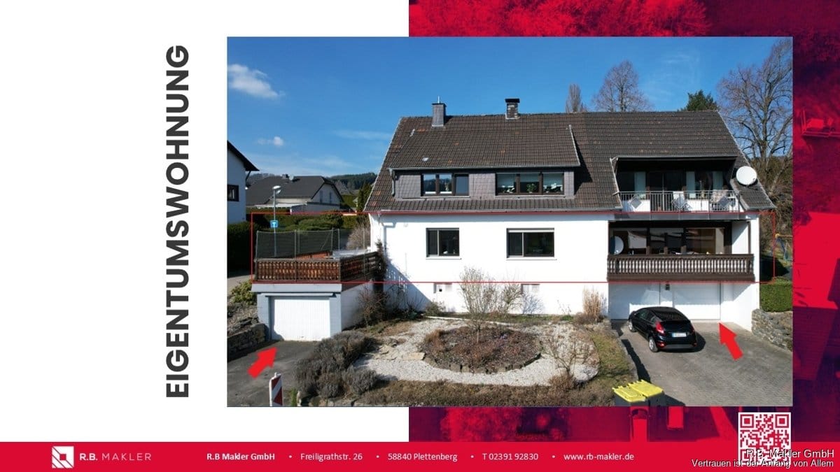 Immobilie in Herscheid - R.B. Makler: Großzügige Eigentumswohnung im Erdgeschoss mit Terrasse und zwei Garagen! - Bild 0