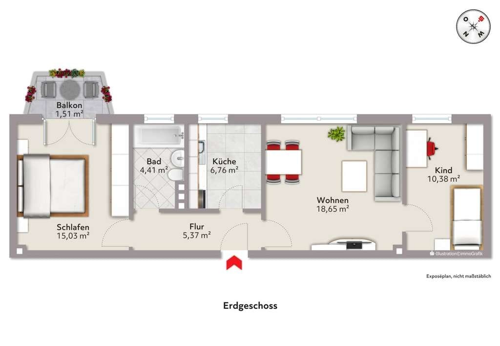 Immobilie in Schwerte - Gut geschnittene 3-Zimmer-Wohnung - Bild 3