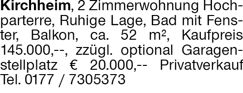 Immobilie in Kirchheim unter Teck - Kirchheim, 2 Zimmerwohnung Hochparterre - Bild 1