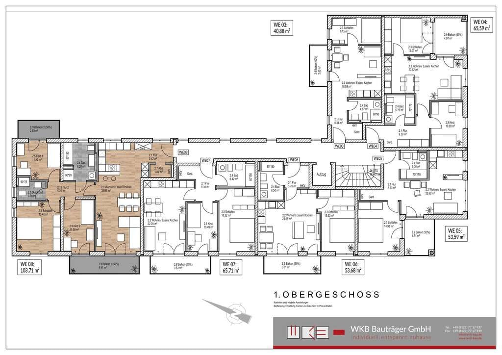 Immobilie in Ottobrunn - Obergeschosswohnung Nr. 8 / 4-Zimmer, mit 2 Balkonen - Bild 1