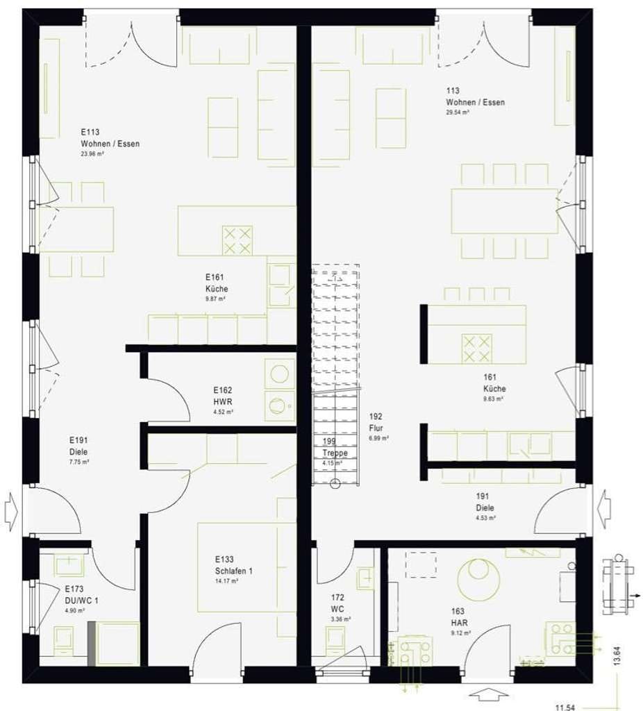 Immobilie in Hasselroth - Das FamilyStyle 26.02 W: die größte Stadtvilla der Familie - vier Zimmer über 18 m², 21-m²-Bad - Bild 1