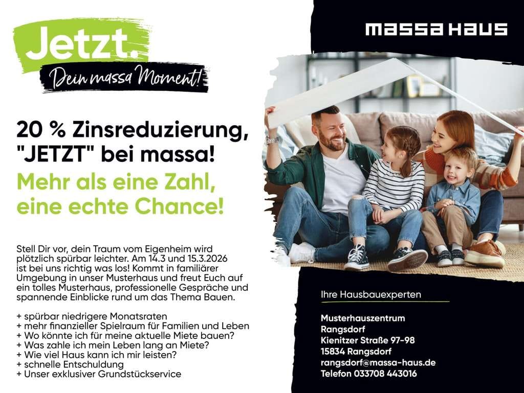 Immobilie in Bad Saarow - Der Weg ins Haus, raus aus der Miete - Wir zeigen wie es geht! 14.&15.3. 11-16 Uhr im Musterhaus - Bild 0
