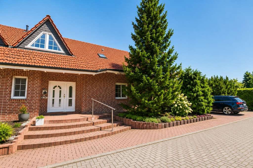 Immobilie in Sandersdorf-Brehna - Ein Traum für Familien: Klinker-DHH mit Kamin, Sauna, Riesen-Pool & XL-Garten in Brehna! - Bild 1