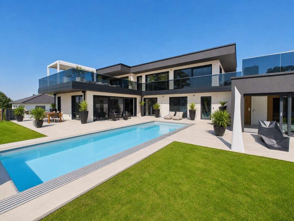 Immobilie in Altfraunhofen - Architektenvilla mit Pool, Wellness und Panorama – luxuriöses Wohnen mit besonderem Lebensgefühl - Bild 1