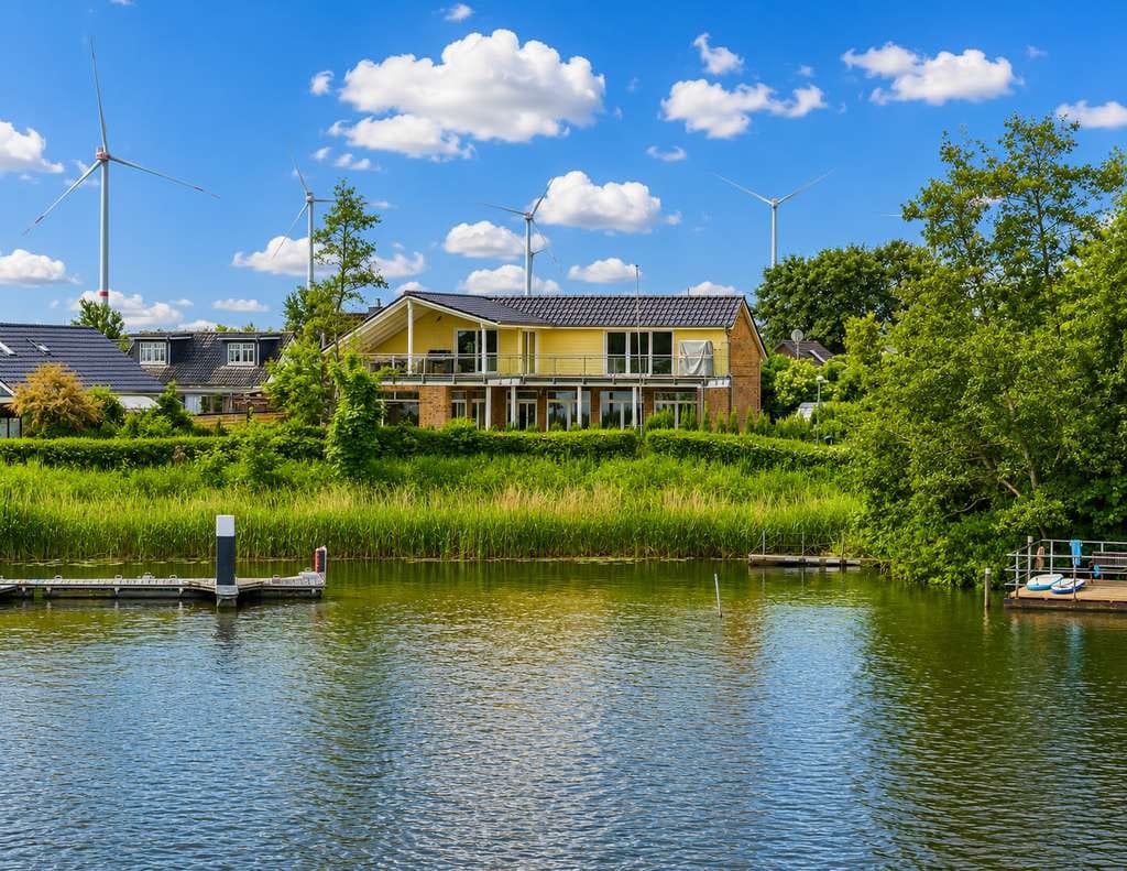 Immobilie in Hennstedt - Begehrt & selten! Traumhaft Wohnen in direkter Wasserlage , unverbaubarem Eiderblick mit Bootsanlege - Bild 0