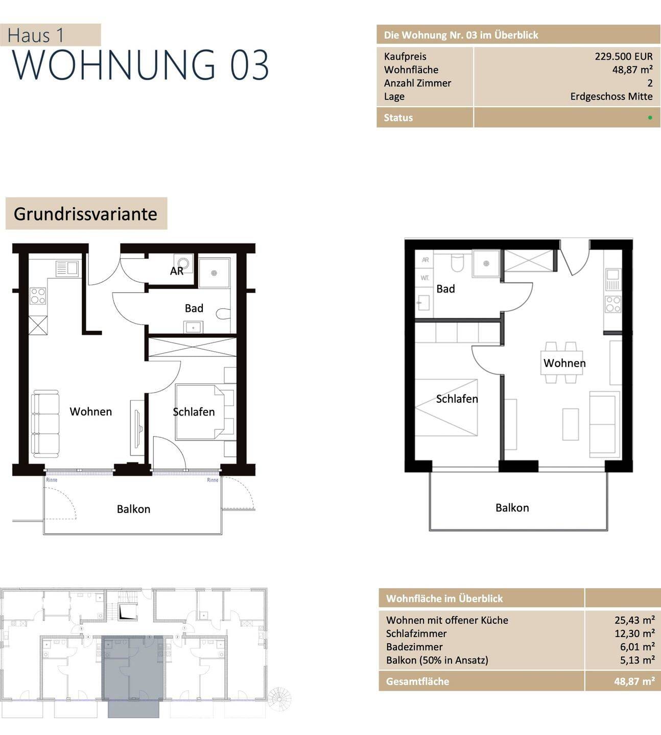 Immobilie in Bad Iburg - Wohnen am Fuße des Schlosses | Moderne 2-Zimmer-Neubauwohnung mit Balkon | KfW40 + QNG | Provisionsfrei - Bild 1