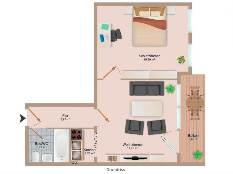 Immobilie in Gersthofen - GERSTHOFEN: 44,8 m2 WOHNUNG als Kapitalanlage in Top-Citylage von Gersthofen - provisionsfrei - - Bild 2