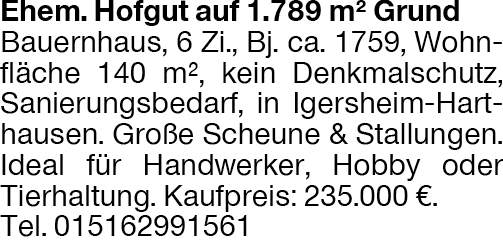 Immobilie in Igersheim - Bauernhaus in Igersheim-Harthausen - Bild 1