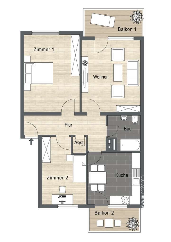 Immobilie in Biebesheim - Kapitalanlage! Stilvoll & Nachhaltig: Modernisierte 3-Zimmer-Wohnung - Bild 1
