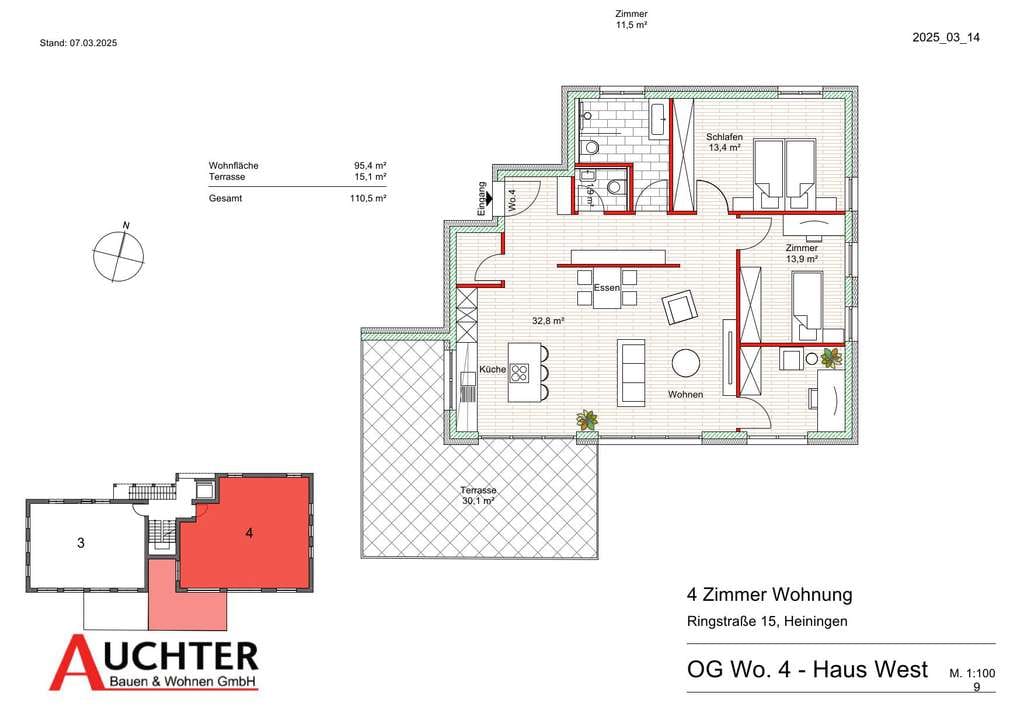 Immobilie in Heiningen - Zentrumsnahes Wohnen in Heiningen!  4 Zi-Wo im OG mit Terrasse (HW-Wo 04) - Bild 2